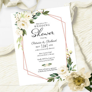 Papier Invitation de douche de couple géométrique floral 
