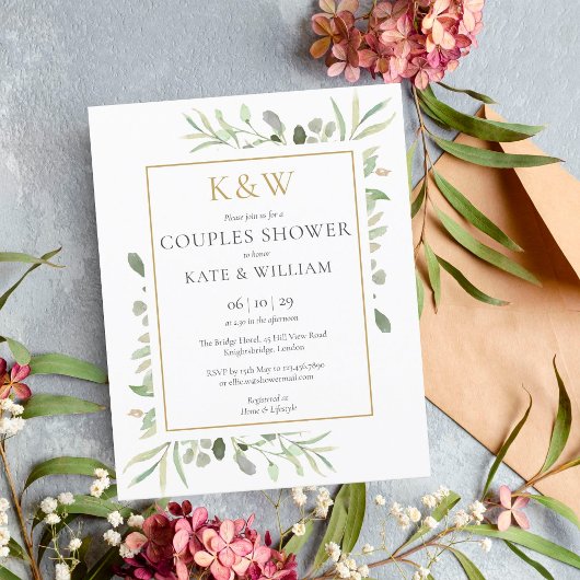 Papier Invitation de douche de couples de monogramme de f