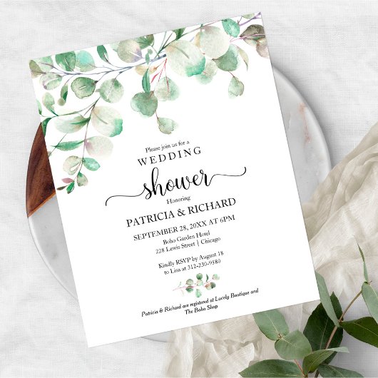 Papier Invitation de douche de couples de verdure à budge