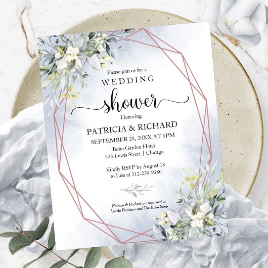 Papier Invitation de douche de couples de verdure sur bud