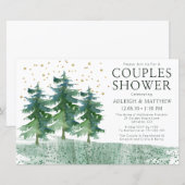 Papier Invitation de douche de couples rustique de forêt  (Devant / Derrière)