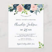 Papier Invitation de douche de mariée à l'aquarelle flora (Devant)