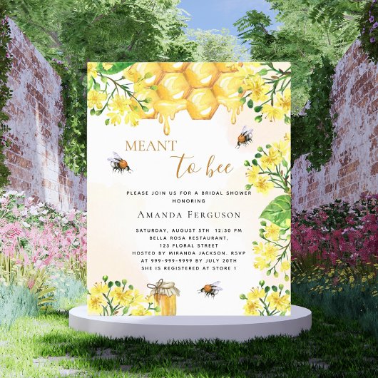 Papier Invitation de douche de mariée abeille jaune flora