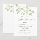 Papier Invitation de douche de mariée avec feuillage verd (Devant / Derrière)