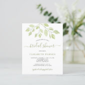 Papier Invitation de douche de mariée avec feuillage verd (Debout devant)