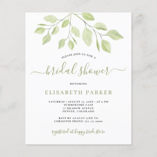 Papier Invitation de douche de mariée avec feuillage verd