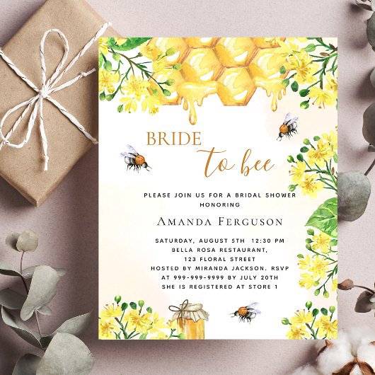 Papier Invitation de douche de mariée Budget Bee fleurs j