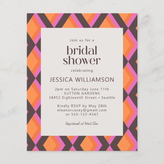 Papier Invitation de douche de mariée de budget couleur v (Devant)