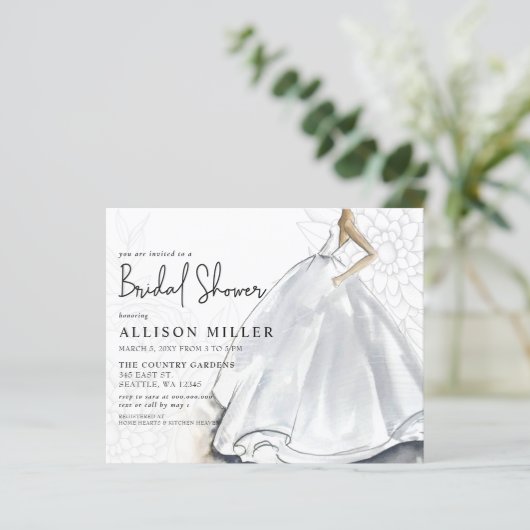 Papier Invitation de douche de mariée de robe de mariage  (Debout devant)