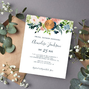 Papier Invitation de douche de mariée florale à l'aquarel