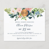 Papier Invitation de douche de mariée florale rose pastel (Devant)