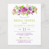 Papier Invitation de douche de mariée florale rustique à (Devant)