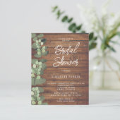 Papier Invitation de douche de mariée rustique au eucalyp (Debout devant)