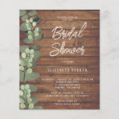 Papier Invitation de douche de mariée rustique au eucalyp (Devant)