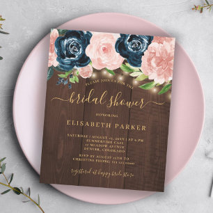 Papier Invitation de douche de mariée rustique florale en