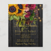 Papier Invitation de douche de mariée rustique tournesols (Devant)