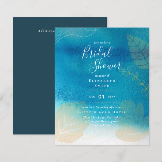 Papier Invitation de douche de mariée rustique turquoise (Devant / Derrière)