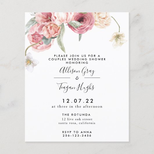 Papier Invitation de douche Floral Couples | Annabeth (Devant)