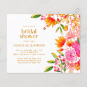 Papier Invitation de douche florale aquarelle rose orange (Devant)