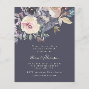 Papier Invitation de douche florale aquarelle violet budg