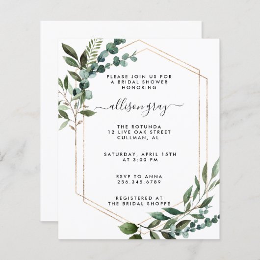 Papier Invitation de douche nuptiale (Devant / Derrière)