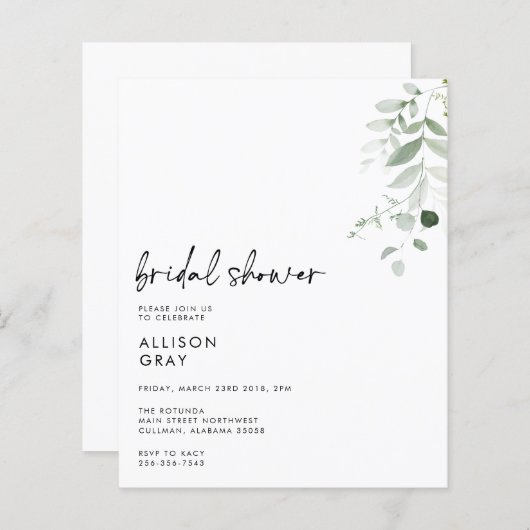 Papier Invitation de douche nuptiale (Devant / Derrière)