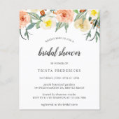 Papier Invitation de douche nuptiale à budget floral (Devant)