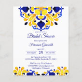 Papier Invitation de douche nuptiale en carreaux bleus Ta (Devant)