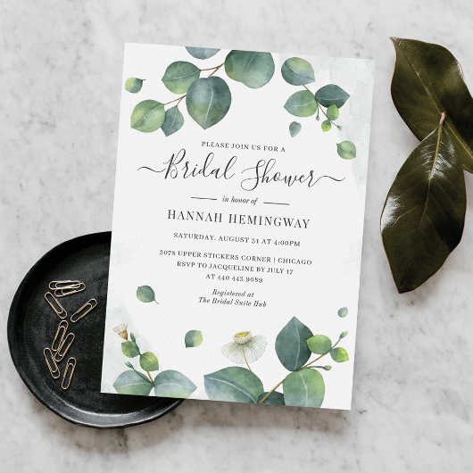 Papier Invitation de douche nuptiale Eucalyptus Green