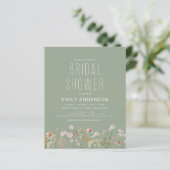 Papier Invitation de douche nuptiale Fleur sauvage Sage G (Debout devant)