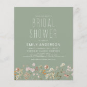 Papier Invitation de douche nuptiale Fleur sauvage Sage G (Devant)