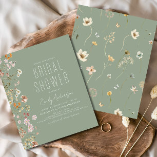 Papier Invitation de douche nuptiale Fleur sauvage Sage G