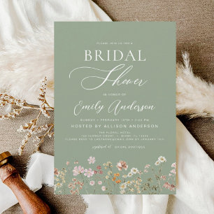 Papier Invitation de douche nuptiale Fleur sauvage Sage G