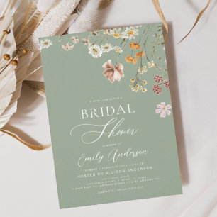 Papier Invitation de douche nuptiale Fleur sauvage Sage G