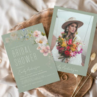 Invitation de douche nuptiale Fleur sauvage Sage G