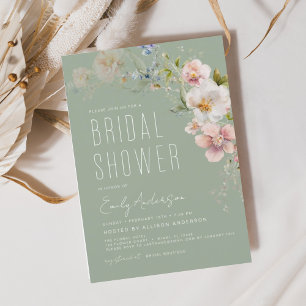 Papier Invitation de douche nuptiale Fleur sauvage Sage G