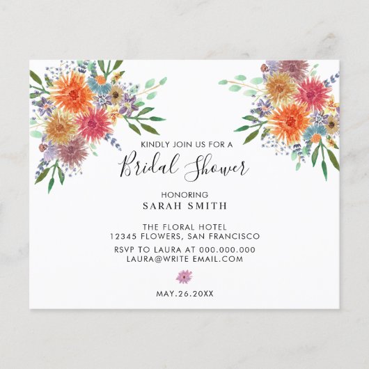Papier Invitation de douche nuptiale Florale moderne (Devant)