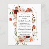 Papier Invitation de douche nuptiale rose rouge Budget (Devant)
