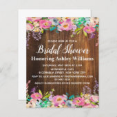 Papier Invitation de douche nuptiale Rustique Floral Boho (Devant / Derrière)