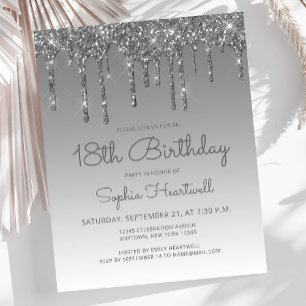 Papier Invitation de fête d'anniversaire 18 ans Budget Gl
