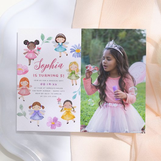Papier Invitation de fête d'anniversaire de fille thème f