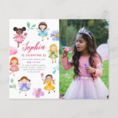 Papier Invitation de fête d'anniversaire de fille thème f (Devant)