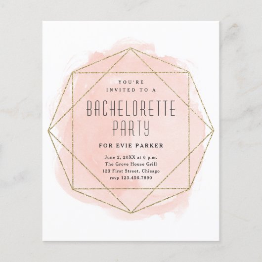 Papier Invitation de fête de bachelorette rose pailletée  (Devant)