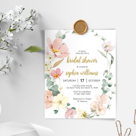 Papier Invitation de Fête de Fiançailles à Thème Fleurs S