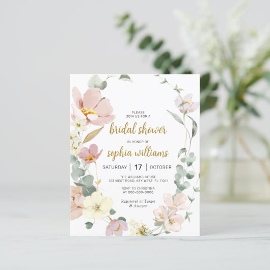 Papier Invitation de Fête de Fiançailles à Thème Fleurs S (Debout devant)