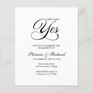 Papier Invitation de fête de fiançailles Budget Elle a di