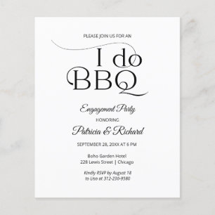 Papier Invitation de fête de fiançailles Budget I DO BBQ
