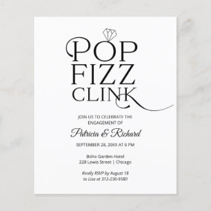 Papier Invitation de fête de fiançailles Budget Pop Fizz