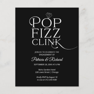 Papier Invitation de fête de fiançailles Budget Pop Fizz