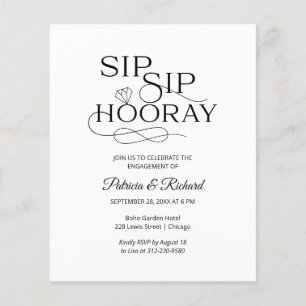 Papier Invitation de fête de fiançailles Budget Sip Sip H